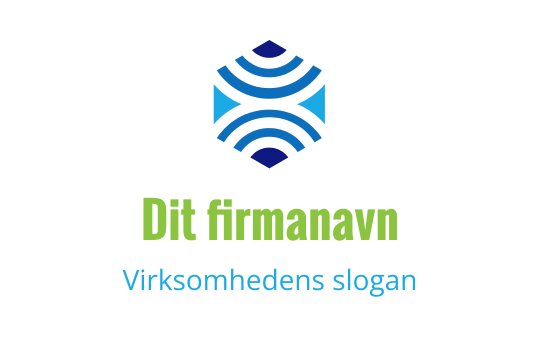 Moderne sekskantet logo design med blå bølger og grønn tekst