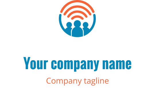 Moderne logo design med tre figurer og lydbølger over