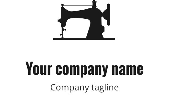 Klassisk logo design av symaskin i svart silhuettstil