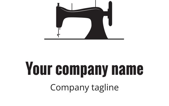Klassisk logo design av symaskin i svart og hvitt