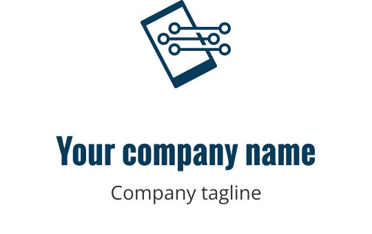 Moderne marine logo design med en stilisert mobil enhet og reparasjonsverktøy