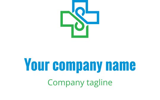 Moderne logo design med et grønt og blått kors med sammenflettede elementer