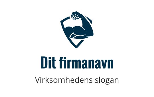 Sterk arm logo design innenfor en skjoldform i mørk blå