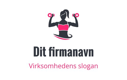 Dynamisk logo design med en kvinne som løfter vekter i rosa og grå