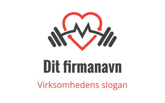 Fet hjerte- og vektstanglogo i rødt og svart