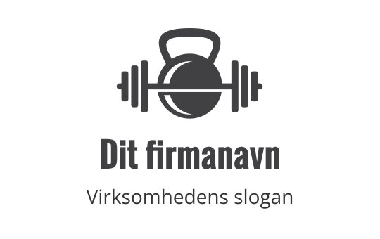 Fet kettlebell logo design med stangelementer i mørkegrått