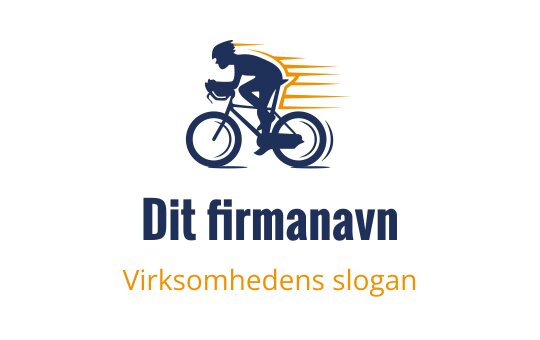 Dynamisk logo design for syklist med bevegelseslinjer i blått og oransje