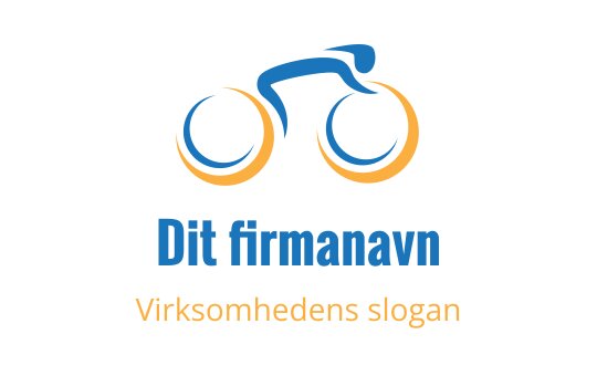 Dynamisk logo design av en syklist med blå og oransje sirkulære hjul