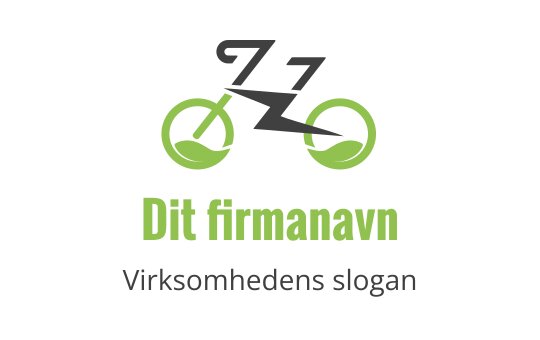 Moderne sykkel logo design med grønne hjul og en stilisert lynbolt