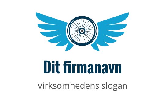 Vingehjul logo design i blått med fet typografi