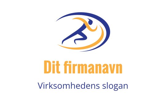 Dynamisk logo design med en løpende figur i blått og oransje