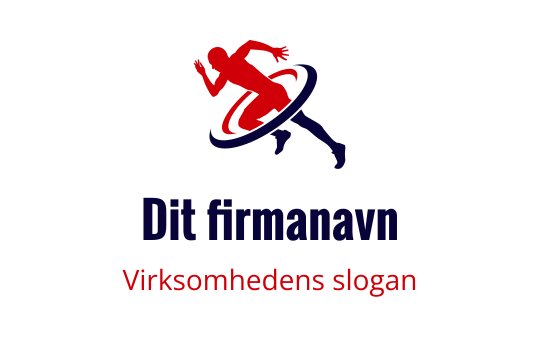 Dynamisk logo design med en løpende figur og sirkulært element i rødt og blått