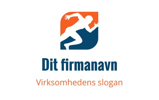 Dynamisk logo design med en løpende figur i blått og oransje