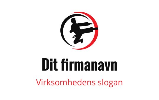 Dynamisk logo design med en silhuett av en kampsportutøver i svart og rødt