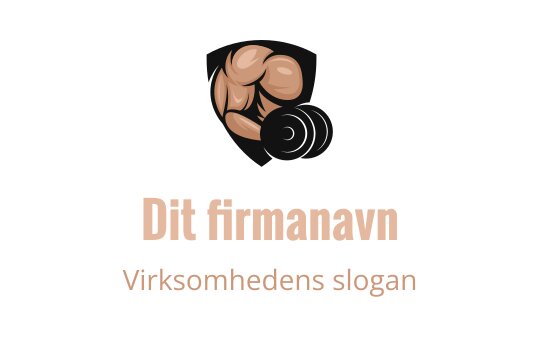 Logo design med en sterk muskuløs arm, manualer og skjoldbakgrunn