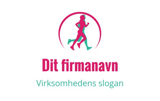 Dynamisk logo design med en løpende figur i rosa og teal