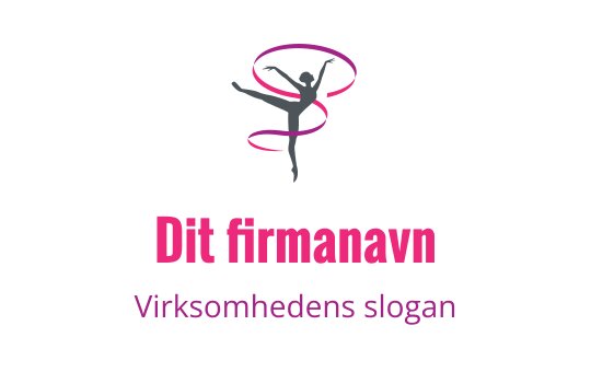 Dynamisk logo design med en danser med flytende bånd i rosa og grått