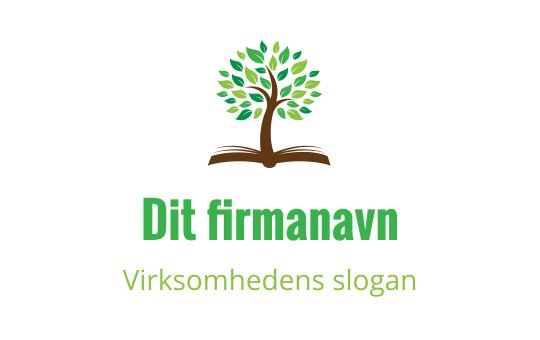 Moderne trelogo med grønne blader og en brun stamme