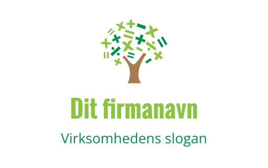 Moderne trelogo med grønne blader og en brun stamme