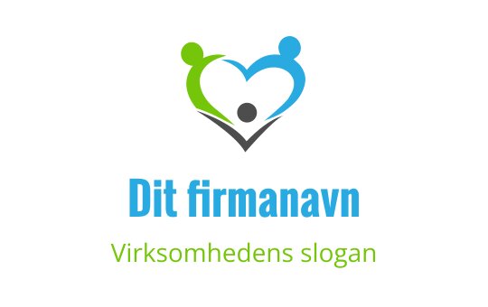 Fargerik hjerte logo design med abstrakte figurer i grønt og blått