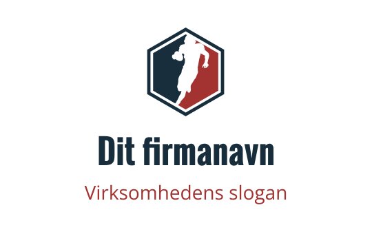 Dynamisk sekskantet logo med en løper i blått og rødt