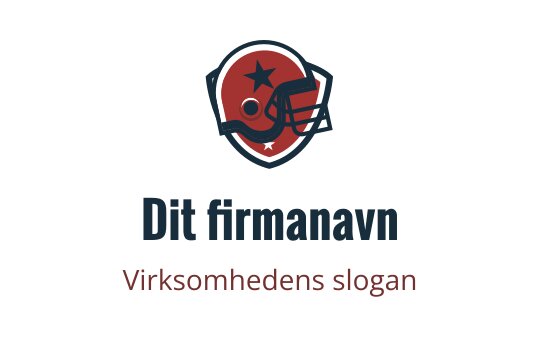 Fet logo design med en fotballhjelm innenfor en skjoldform