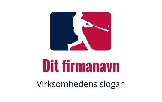 Dynamisk logo design med en batter i aksjon og røde og blå elementer