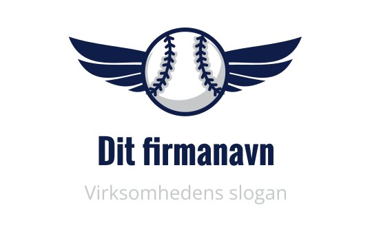 Moderne baseball logo design med vinger i marineblått og hvitt