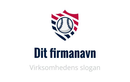 Skjoldformet logo med en baseball med røde og blå striper