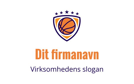 Fet logo design med en oransje basketball og skjoldform