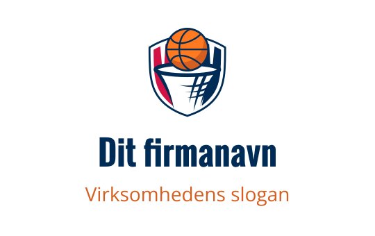 Fet logo design for basketball med en kurv og oransje ball