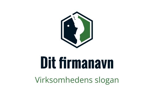Sekskantet logo design med en silhuett og grønne aksenter