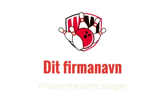 Moderne logo design for bowling med en rød ball og kjegler på et skjold