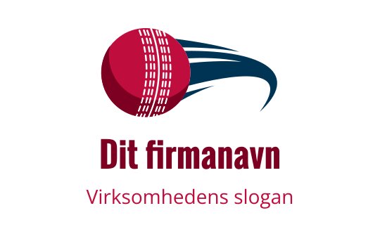 Dynamisk logo design av cricketball med bevegelseslinjer i blått og rødt