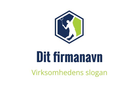 Dynamisk sekskantet logo med en figur i bevegelse og grønne detaljer