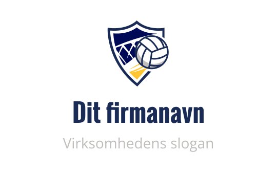 Skjoldlogo med volleyball og blå detaljer
