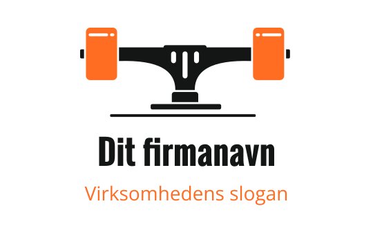Fet logo design med en skateboard truck i svart og oransje