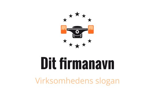 Fet logo design med et kamera med oransje detaljer og stjerner