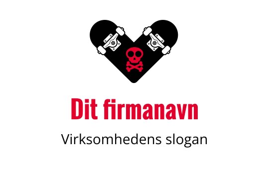 Moderne logo design med et hjerte og dødningehode i rødt