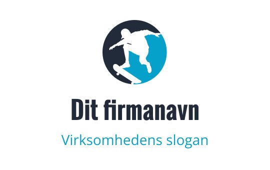 Dynamisk skateboarder logo design med en blå sirkulær bakgrunn