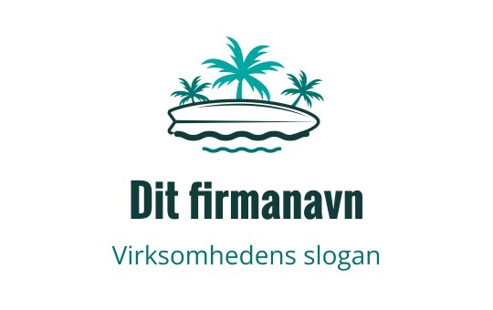 Tropisk logo med palmer og en båt-silhuett