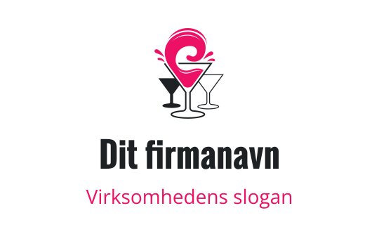 Lekent logo design med en rosa bølge over cocktailglass