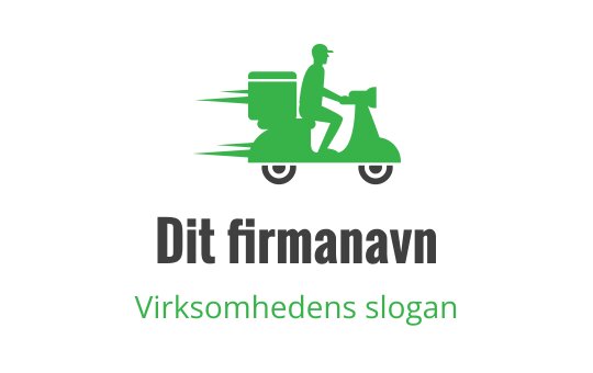 Dynamisk grønn scooterlogo med en leveringssjåfør i bevegelse