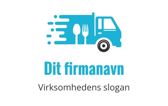 Dynamisk blå matvogn logo design med bestikk og bevegelseslinjer