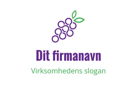 Fargerik drueklase logo design med grønne blader og lilla detaljer