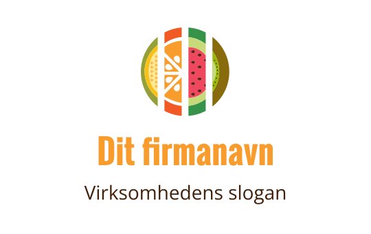Fargerik logo med skiver av frukt i en sirkulær oppstilling