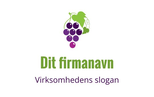 Fargerik drueklase logo design med grønne blader og lilla nyanser