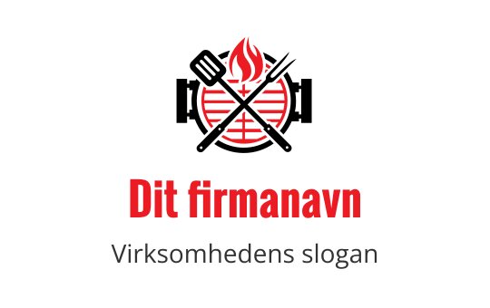 Fet logo design med en flamme over et sirkulært grillmønster