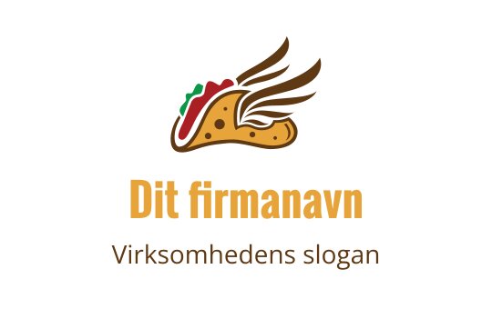 Lekent taco logo design med vinger og livlige pålegg