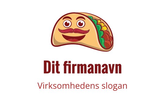 Lekent taco logo med et smilende ansikt og fargerike pålegg